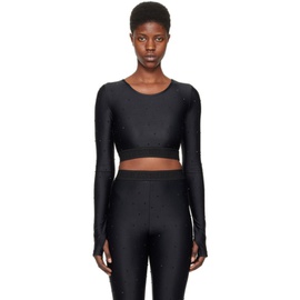 베르사체 진 꾸뛰르 베르사체 Versace Jeans Couture Black Crystal Long Sleeve T-Shirt 241202F110005