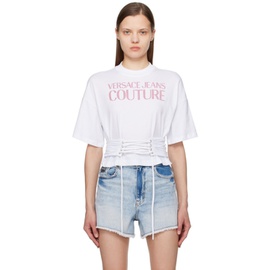 베르사체 진 꾸뛰르 베르사체 Versace Jeans Couture White Lace-Up T-Shirt 241202F110006