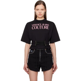 베르사체 진 꾸뛰르 베르사체 Versace Jeans Couture Black Lace-Up T-Shirt 241202F110007
