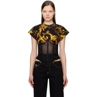 베르사체 진 꾸뛰르 베르사체 Versace Jeans Couture Black & Gold Watercolor Baroque T-Shirt 241202F110009
