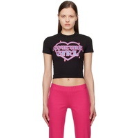 베르사체 진 꾸뛰르 베르사체 Versace Jeans Couture Black Crystal-Cut T-Shirt 241202F110021