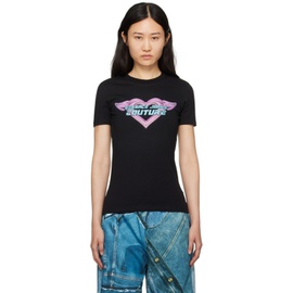베르사체 진 꾸뛰르 베르사체 Versace Jeans Couture Black Crystal T-Shirt 241202F110022