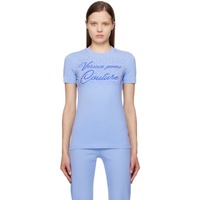 베르사체 진 꾸뛰르 베르사체 Versace Jeans Couture Blue Crystal-Cut T-Shirt 241202F110026