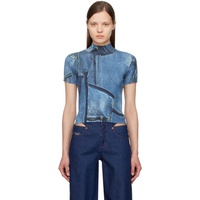 베르사체 진 꾸뛰르 베르사체 Versace Jeans Couture Indigo Trompe Loeil T-Shirt 241202F110031