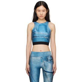 베르사체 진 꾸뛰르 베르사체 Versace Jeans Couture Blue Trompe Loeil Tank Top 241202F111016