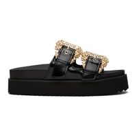 베르사체 진 꾸뛰르 베르사체 Versace Jeans Couture Black Baroque Buckle Sandals 241202F124001