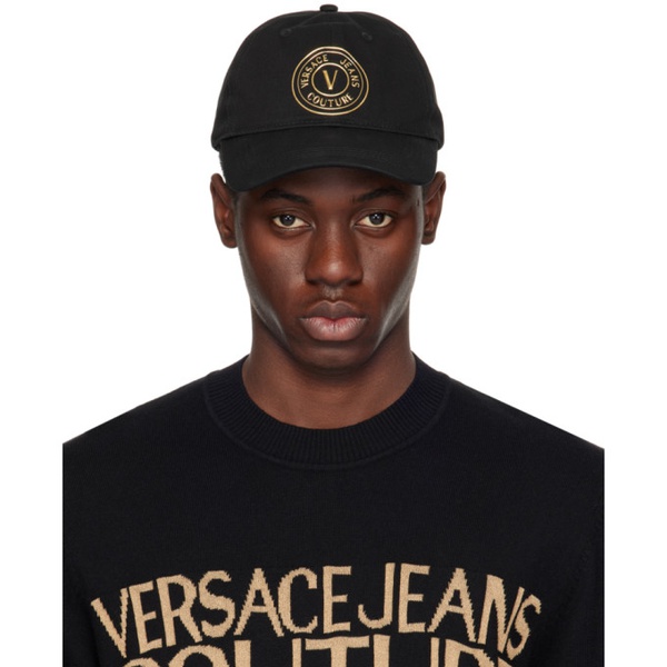 베르사체 베르사체 진 꾸뛰르 베르사체 Versace Jeans Couture Black V-Emblem Baseball Cap 241202M139022