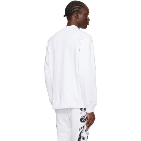 베르사체 베르사체 진 꾸뛰르 베르사체 Versace Jeans Couture White V-Emblem Sweatshirt 241202M204034