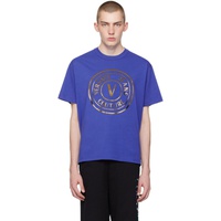 베르사체 진 꾸뛰르 베르사체 Versace Jeans Couture Blue V-Emblem T-Shirt 241202M213002