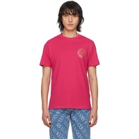 베르사체 진 꾸뛰르 베르사체 Versace Jeans Couture Pink V-Emblem T-Shirt 241202M213005
