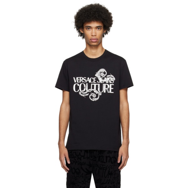 베르사체 베르사체 진 꾸뛰르 베르사체 Versace Jeans Couture Black Watercolor Couture T-Shirt 241202M213021