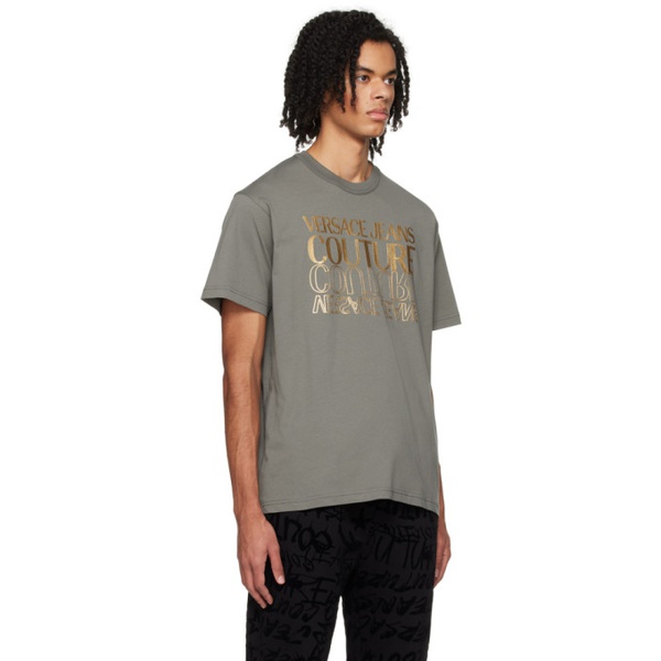베르사체 베르사체 진 꾸뛰르 베르사체 Versace Jeans Couture Khaki Bonded T-Shirt 241202M213062
