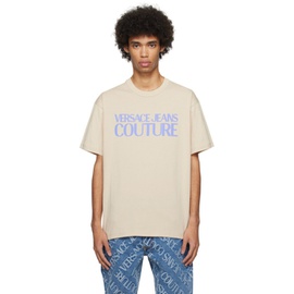 베르사체 진 꾸뛰르 베르사체 Versace Jeans Couture Beige Bonded T-Shirt 241202M213073