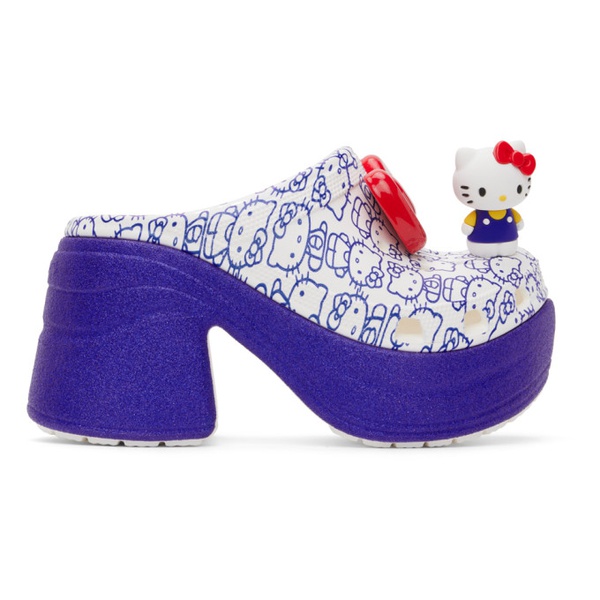 크록스 Crocs White & Blue Hello Kitty Siren Heels 241209F122000