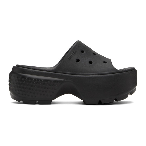 크록스 Crocs Black Stomp Slides 241209F124006