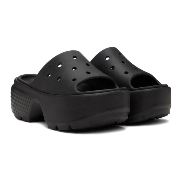 크록스 Crocs Black Stomp Slides 241209F124006