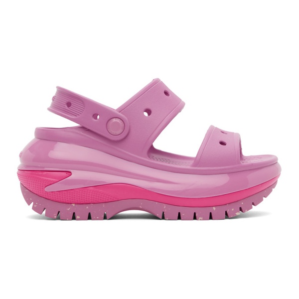 크록스 Crocs Pink Mega Crush Sandals 241209F124011