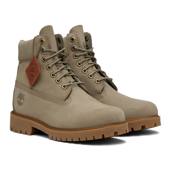  Timberland Taupe Heritage 6-Inch Lace-Up Boots 241210M255001