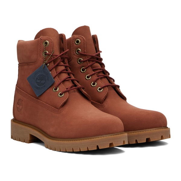  Timberland Red Heritage 6-Inch Lace-Up Boots 241210M255002