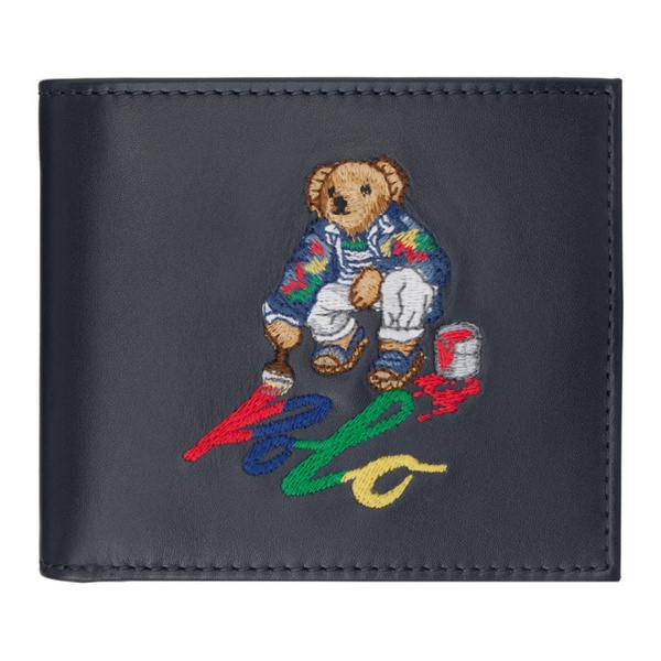폴로랄프로렌 폴로 랄프 로렌 Polo Ralph Lauren Navy Polo Bear Leather Wallet 241213M164002