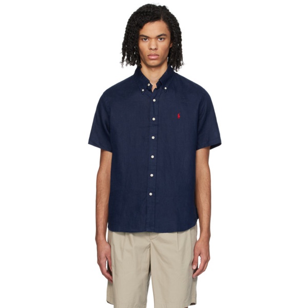 폴로랄프로렌 폴로 랄프 로렌 Polo Ralph Lauren Navy Classic Fit Shirt 241213M192037