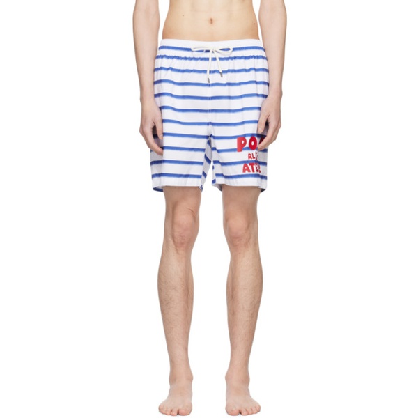 폴로랄프로렌 폴로 랄프 로렌 Polo Ralph Lauren Blue & White Traveler Swim Shorts 241213M208007