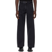 솔리드 옴므 Solid Homme Black Wide Folding Jeans 241221M186004