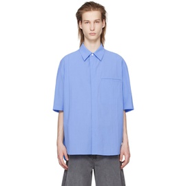 솔리드 옴므 Solid Homme Blue Crinkled Shirt 241221M192007
