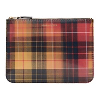 COMME des GARCONS WALLETS Red & Yellow Lenticular Tartan Pouch 241230F045007