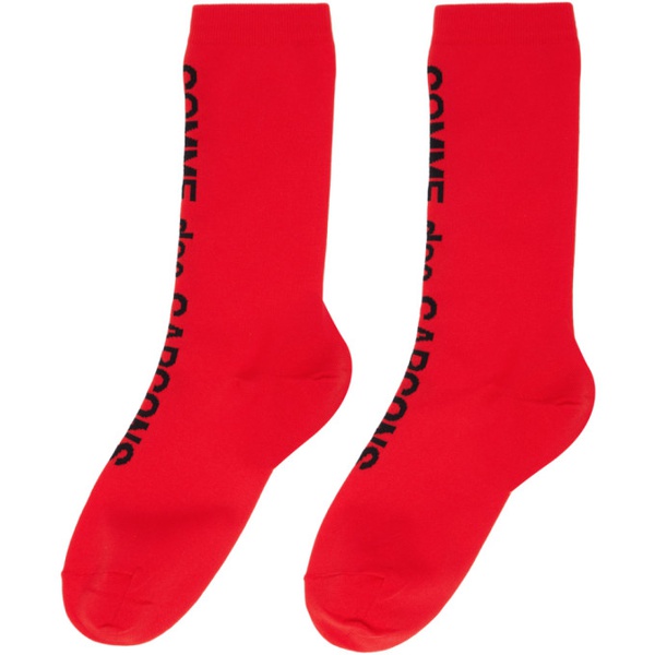  Comme des Garcons Red Ribbed Socks 241245F076005