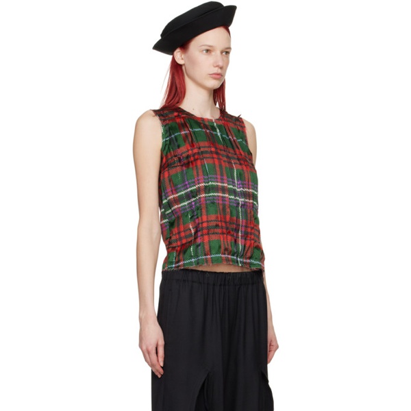  Comme des Garcons Red & Green Pleated Tank Top 241245F111008