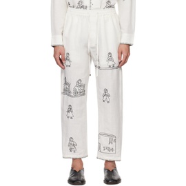 HARAGO White Embroidered Trousers 241245M191002