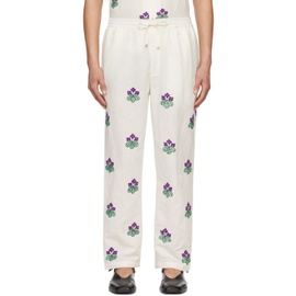 HARAGO 오프화이트 Off-White Floral Trousers 241245M191003