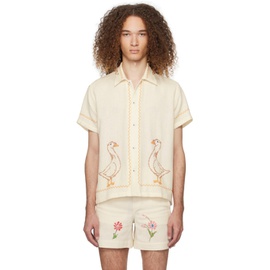 HARAGO 오프화이트 Off-White Cross-Stitch Shirt 241245M192033