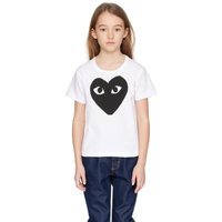 COMME des GARCONS PLAY Kids White Large Black Heart T-Shirt 241246M703017