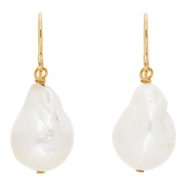 질샌더 Jil Sander Gold & White Pearl Grainy Earrings 241249F022018