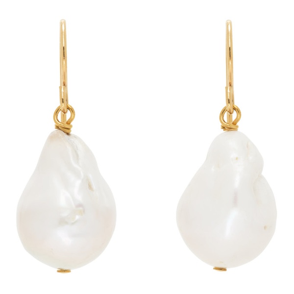 질샌더 질샌더 Jil Sander Gold & White Pearl Grainy Earrings 241249F022018