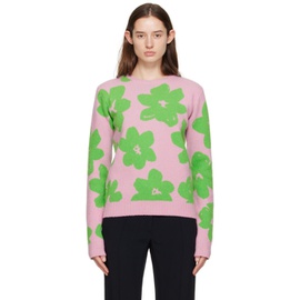 질샌더 Jil Sander Pink & Green Jacquard Sweater 241249F095000