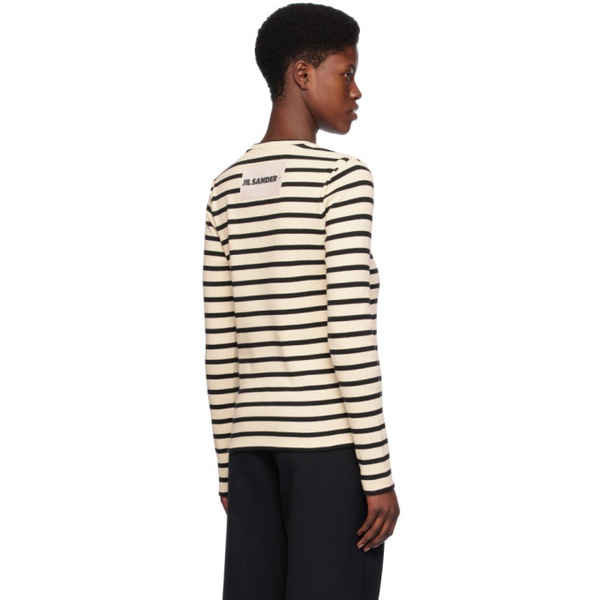 질샌더 질샌더 Jil Sander 오프화이트 Off-White & Black Stripe Long Sleeve T-Shirt 241249F110011