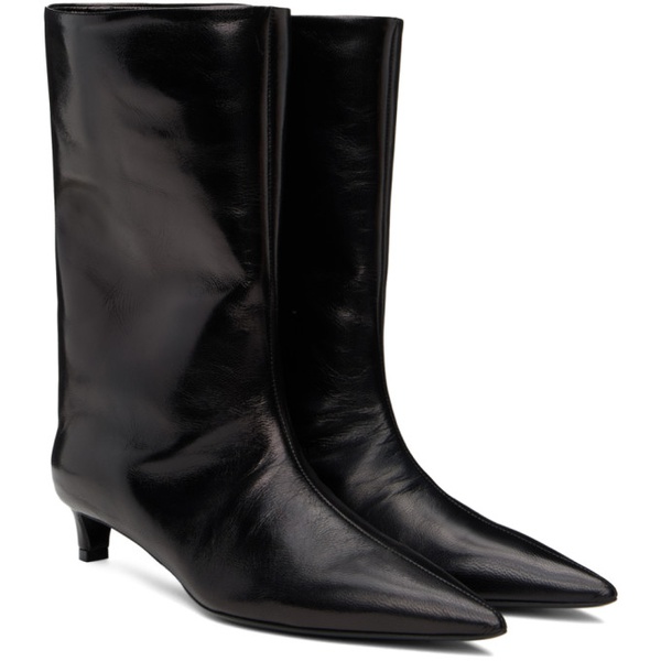 질샌더 질샌더 Jil Sander Black Leather Heeled Boots 241249F114002