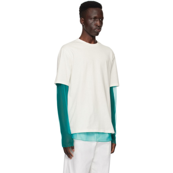 질샌더 질샌더 Jil Sander 오프화이트 Off-White & Blue Layered Long Sleeve T-Shirt 241249M213007