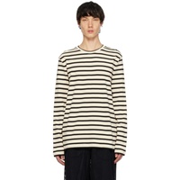 질샌더 Jil Sander 오프화이트 Off-White & Black Striped Long Sleeve T-shirt 241249M213019