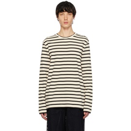 질샌더 Jil Sander 오프화이트 Off-White & Black Striped Long Sleeve T-shirt 241249M213019