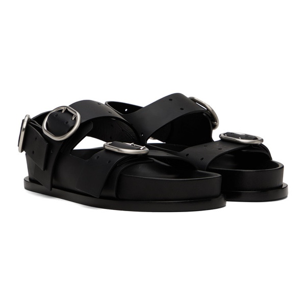 질샌더 질샌더 Jil Sander Black Pin-Buckle Flat Sandals 241249M234002