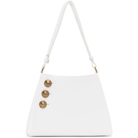 발망 Balmain White Embleme Grained Calfskin Shoulder Bag 241251F048030