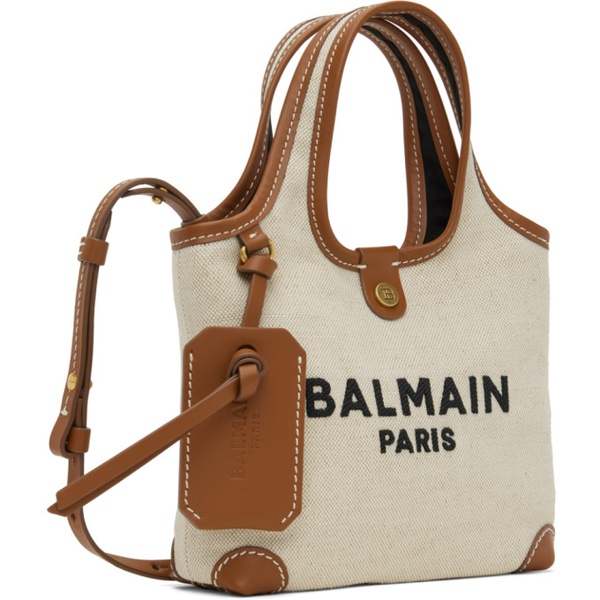 발망 발망 Balmain Beige Canvas & Leather B-Army Grocery Bag 241251F049008