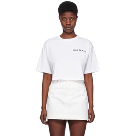 발망 Balmain White Cropped T-Shirt 241251F110003