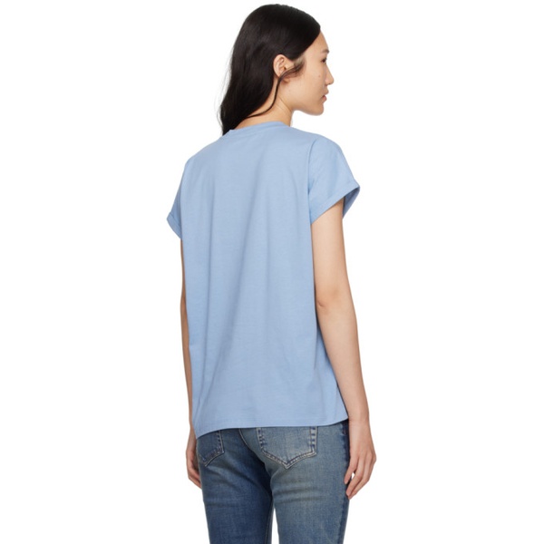 발망 발망 Balmain Blue Flocked T-Shirt 241251F110011