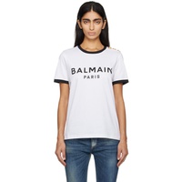 발망 Balmain White Printed T-Shirt 241251F110014