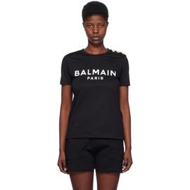 발망 Balmain Black Printed T-Shirt 241251F110018